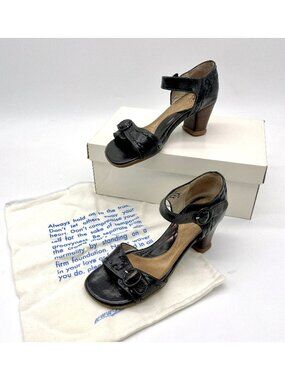 John Fluevog “Renata” Operetta Sandals – Black Leather – Size 7